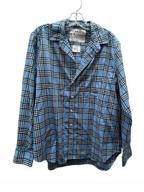 FRANK & EILEEN Button Down Top Blouse Plaid Check Blue L